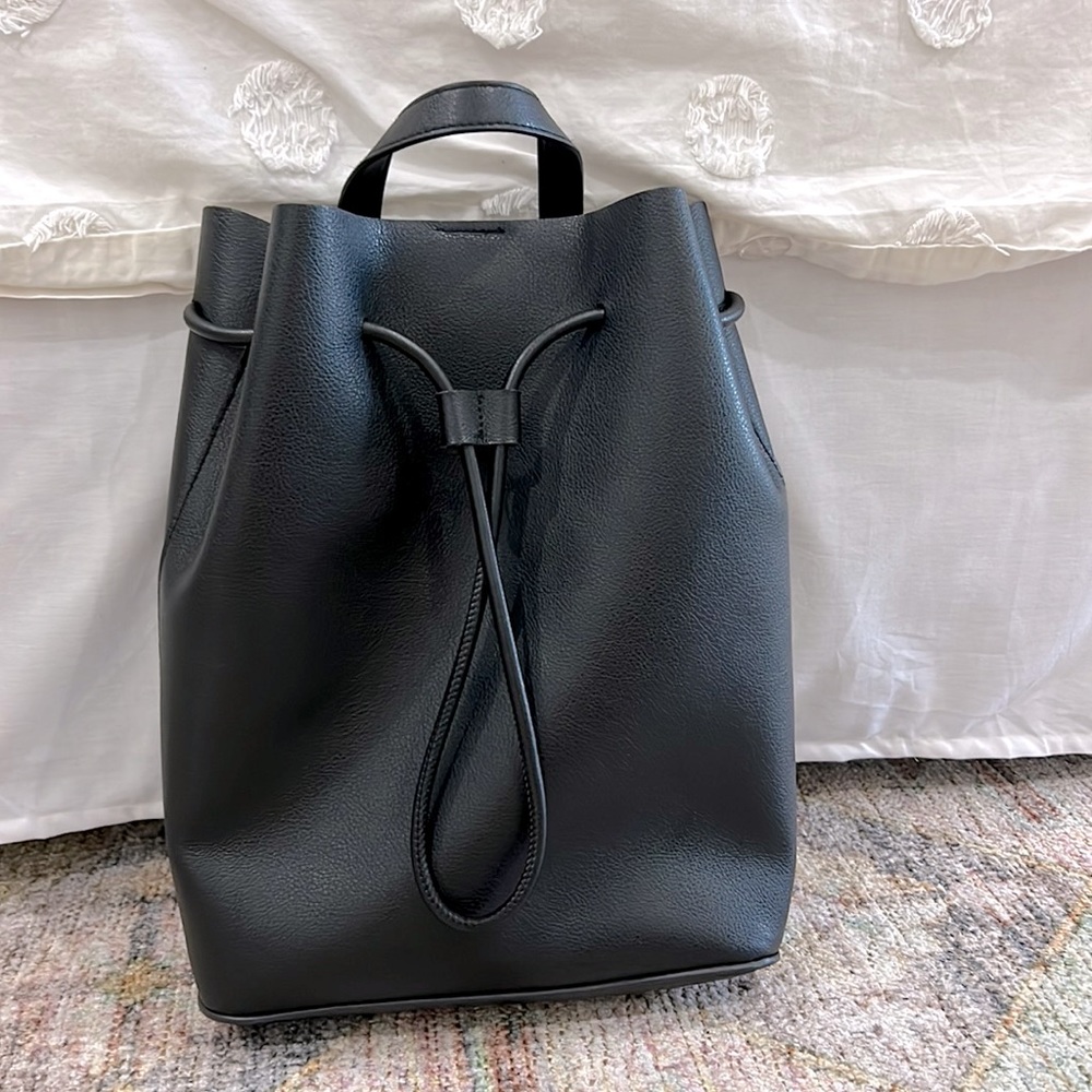 Black Leather Bershka Backpack